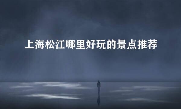 上海松江哪里好玩的景点推荐