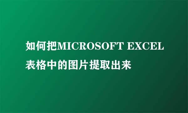 如何把MICROSOFT EXCEL表格中的图片提取出来