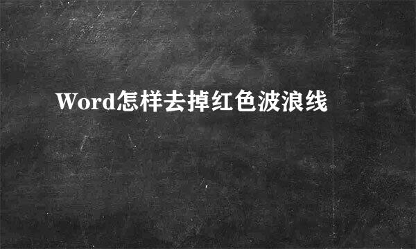 Word怎样去掉红色波浪线