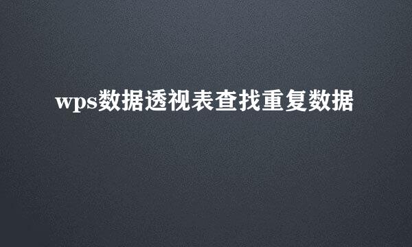 wps数据透视表查找重复数据