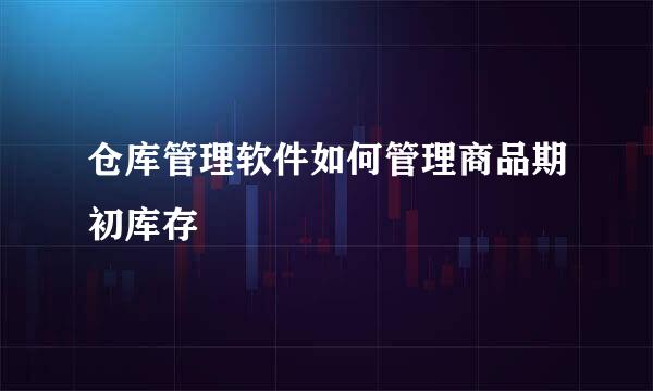 仓库管理软件如何管理商品期初库存