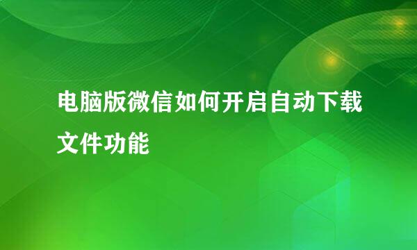 电脑版微信如何开启自动下载文件功能