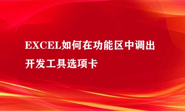 EXCEL如何在功能区中调出开发工具选项卡