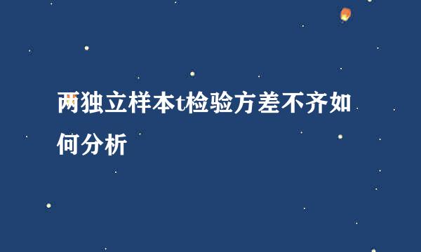 两独立样本t检验方差不齐如何分析