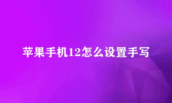 苹果手机12怎么设置手写