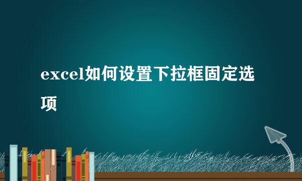 excel如何设置下拉框固定选项