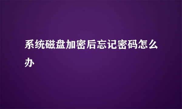 系统磁盘加密后忘记密码怎么办