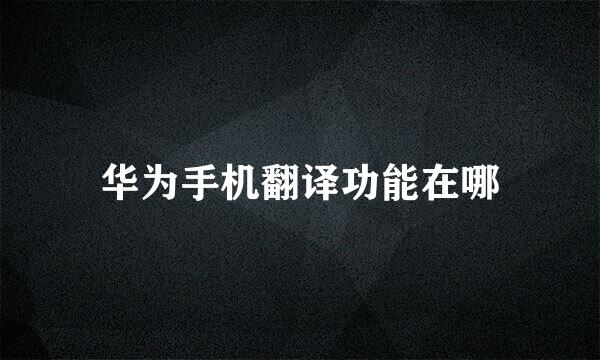 华为手机翻译功能在哪