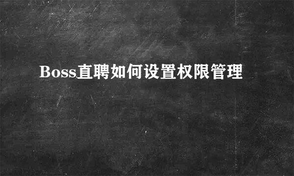 Boss直聘如何设置权限管理