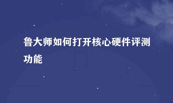 鲁大师如何打开核心硬件评测功能