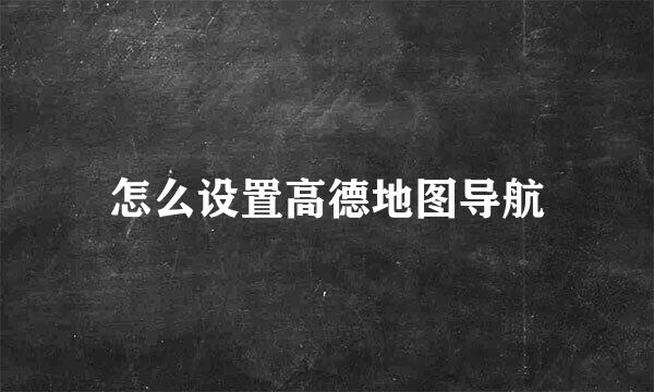 怎么设置高德地图导航