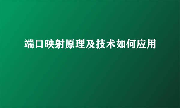 端口映射原理及技术如何应用