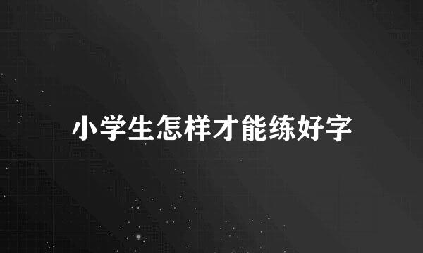 小学生怎样才能练好字