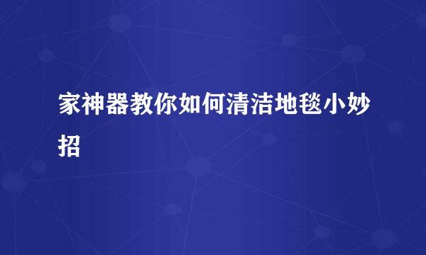 家神器教你如何清洁地毯小妙招