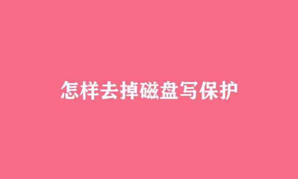 怎样去掉磁盘写保护
