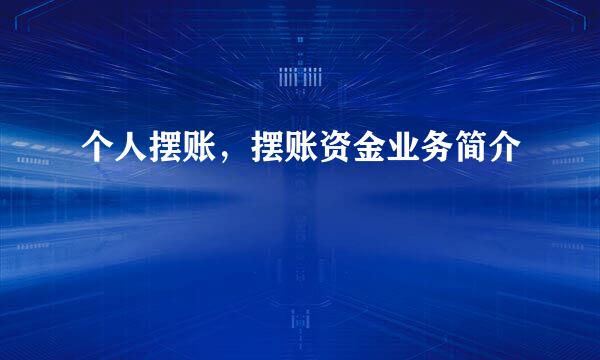 个人摆账，摆账资金业务简介