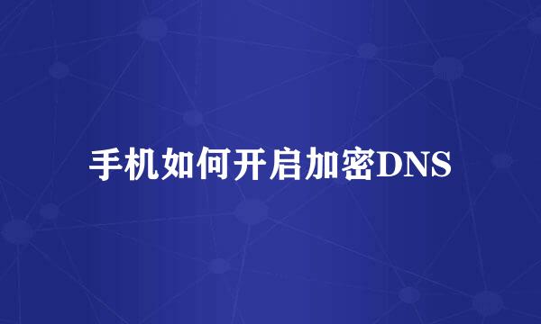 手机如何开启加密DNS