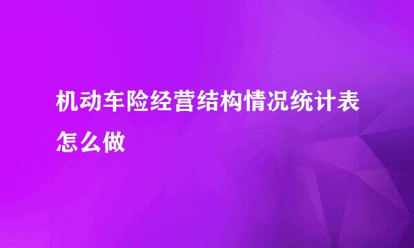 机动车险经营结构情况统计表怎么做