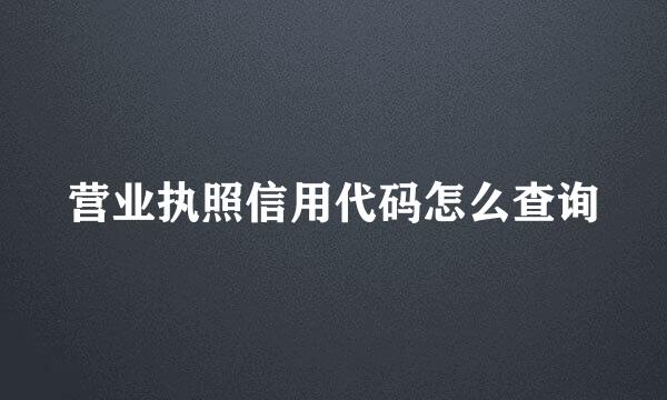 营业执照信用代码怎么查询
