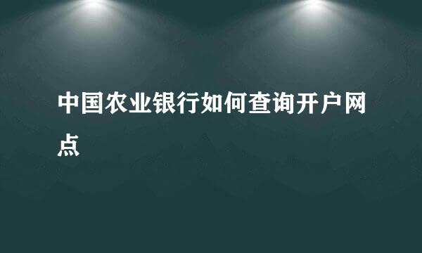 中国农业银行如何查询开户网点