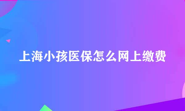 上海小孩医保怎么网上缴费