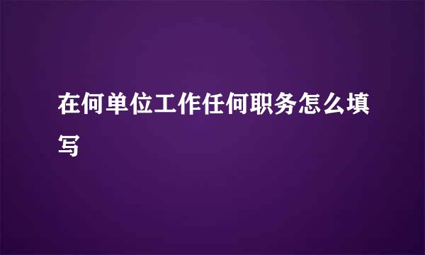 在何单位工作任何职务怎么填写