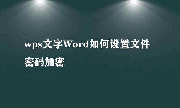 wps文字Word如何设置文件密码加密