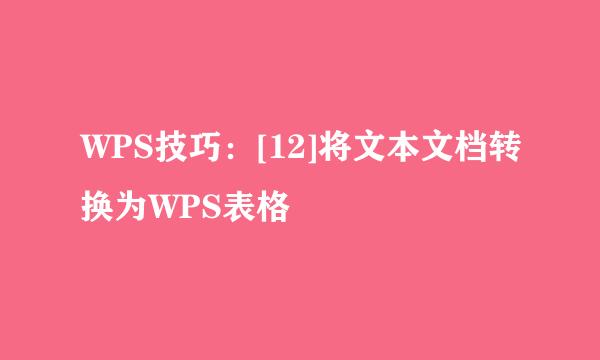 WPS技巧：[12]将文本文档转换为WPS表格