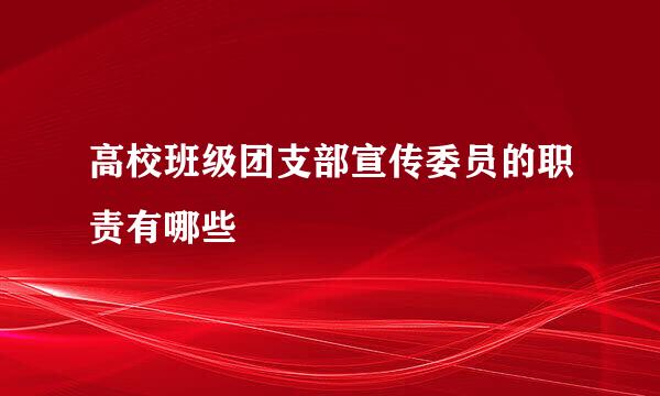 高校班级团支部宣传委员的职责有哪些