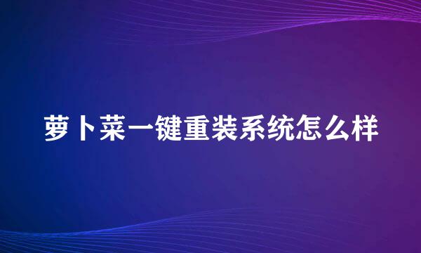 萝卜菜一键重装系统怎么样