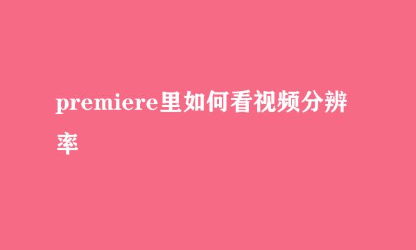 premiere里如何看视频分辨率