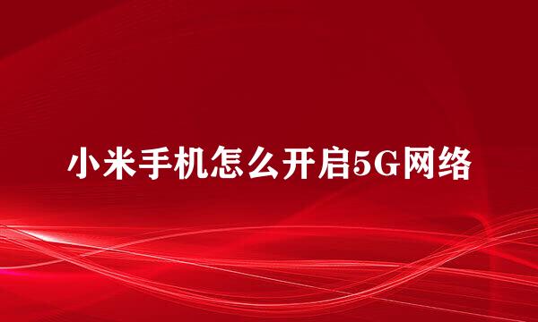小米手机怎么开启5G网络