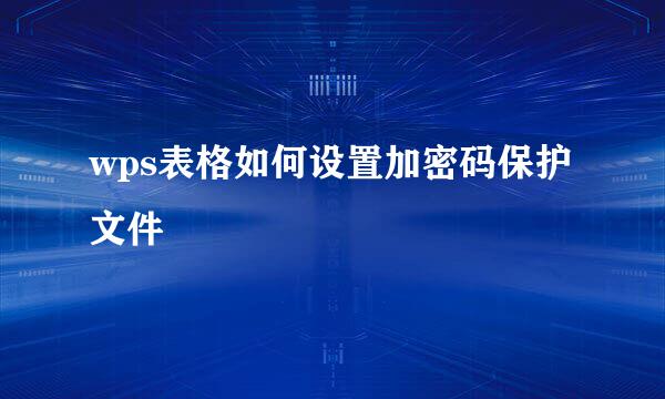 wps表格如何设置加密码保护文件