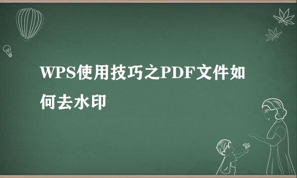 WPS使用技巧之PDF文件如何去水印
