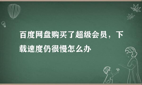 百度网盘购买了超级会员，下载速度仍很慢怎么办