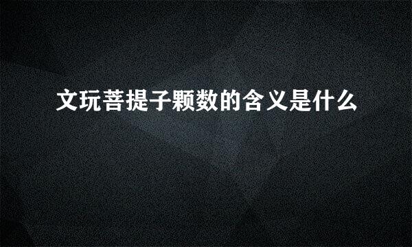 文玩菩提子颗数的含义是什么