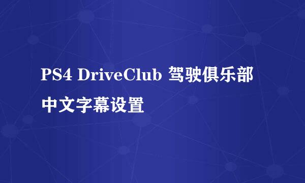 PS4 DriveClub 驾驶俱乐部 中文字幕设置