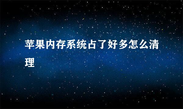 苹果内存系统占了好多怎么清理