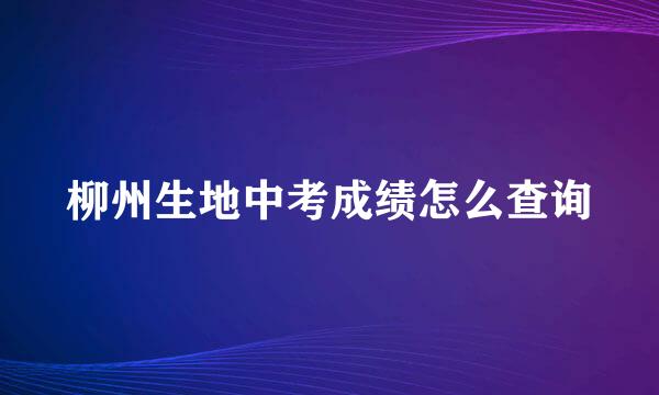 柳州生地中考成绩怎么查询