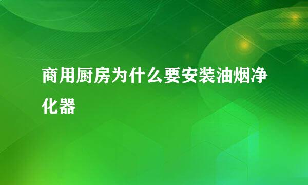 商用厨房为什么要安装油烟净化器