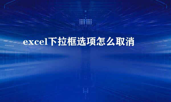 excel下拉框选项怎么取消