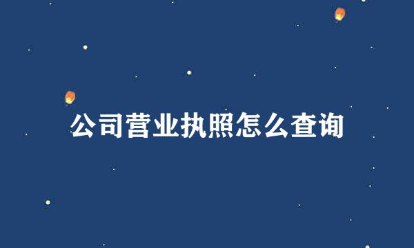 公司营业执照怎么查询