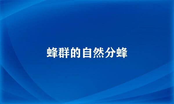 蜂群的自然分蜂