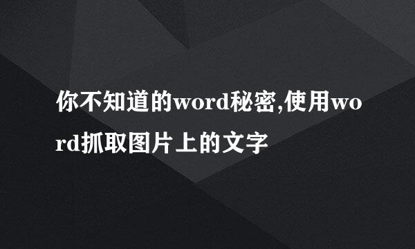 你不知道的word秘密,使用word抓取图片上的文字