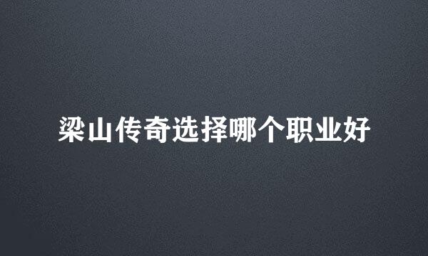 梁山传奇选择哪个职业好