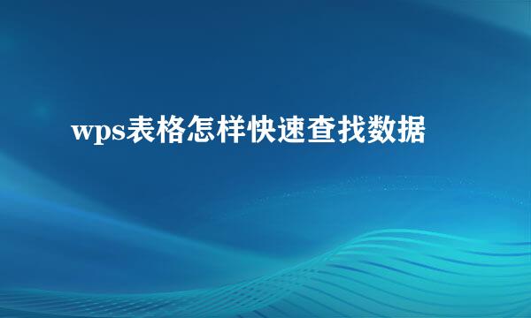 wps表格怎样快速查找数据