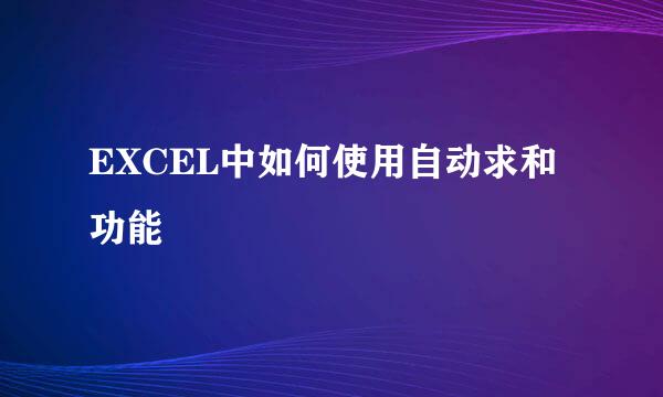 EXCEL中如何使用自动求和功能