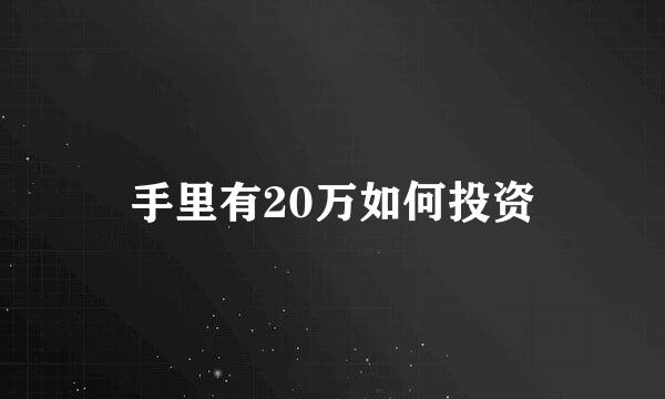手里有20万如何投资