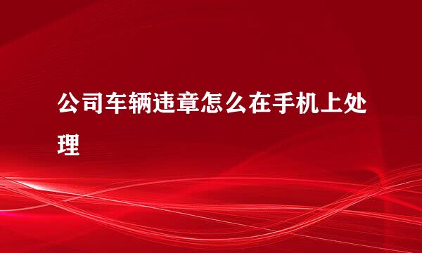 公司车辆违章怎么在手机上处理