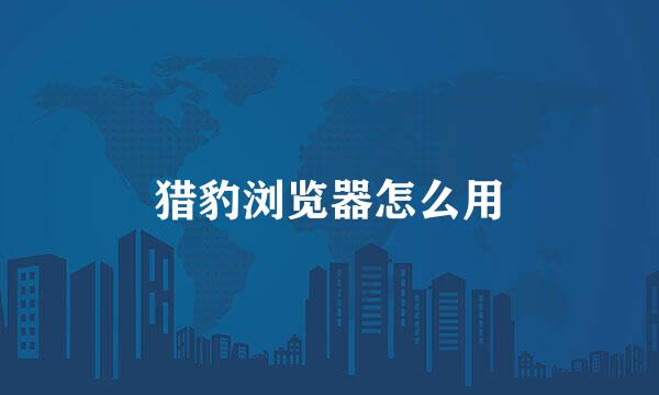 猎豹浏览器怎么用